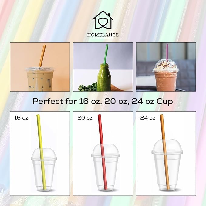 Homelance 400 Pcs Multi Colors Jumbo Smoothie Straws Disposable Milkshake Straws Jumbo, Bubble Tea Straw For Cakes, Disposable Smoothie Straw Individually Wrapped (0.43" Wide X 9.84" Long) - Image 4